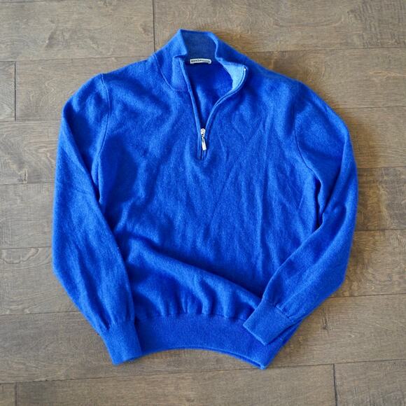 Mario Romano Other - Mario Romano 100% Cashmere Quarter Zip Sweater Royal Blue Made in Italy SZ Small